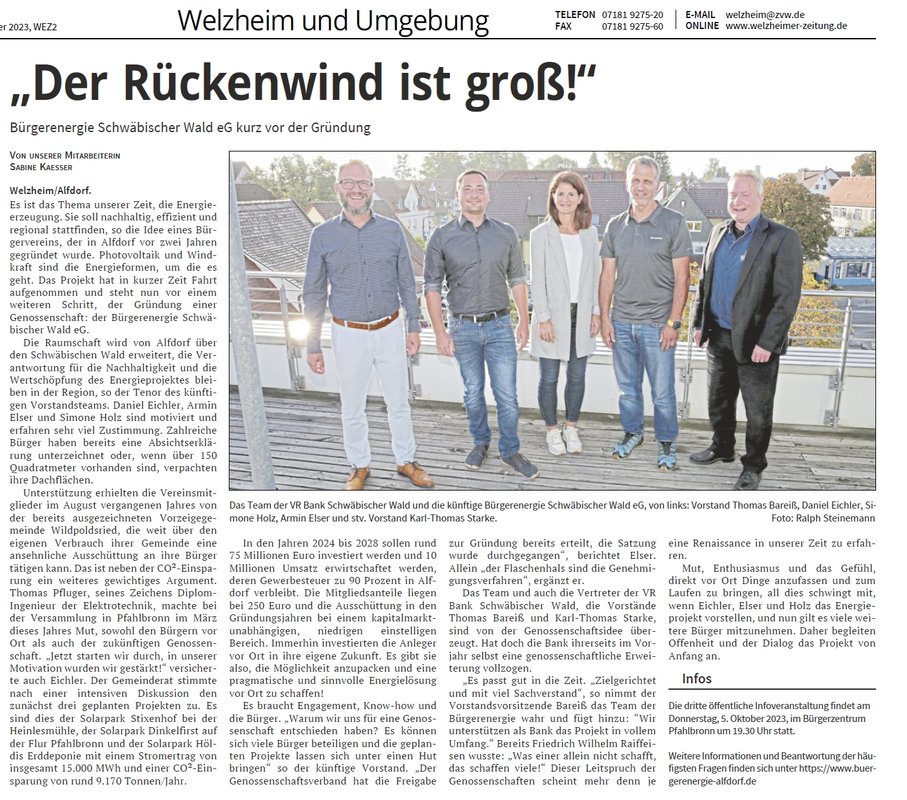 23.10.2023 - Der Rückenwind ist groß