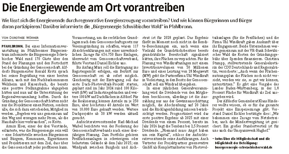09.02.2024 - Die Energiewende am Ort vorantreiben