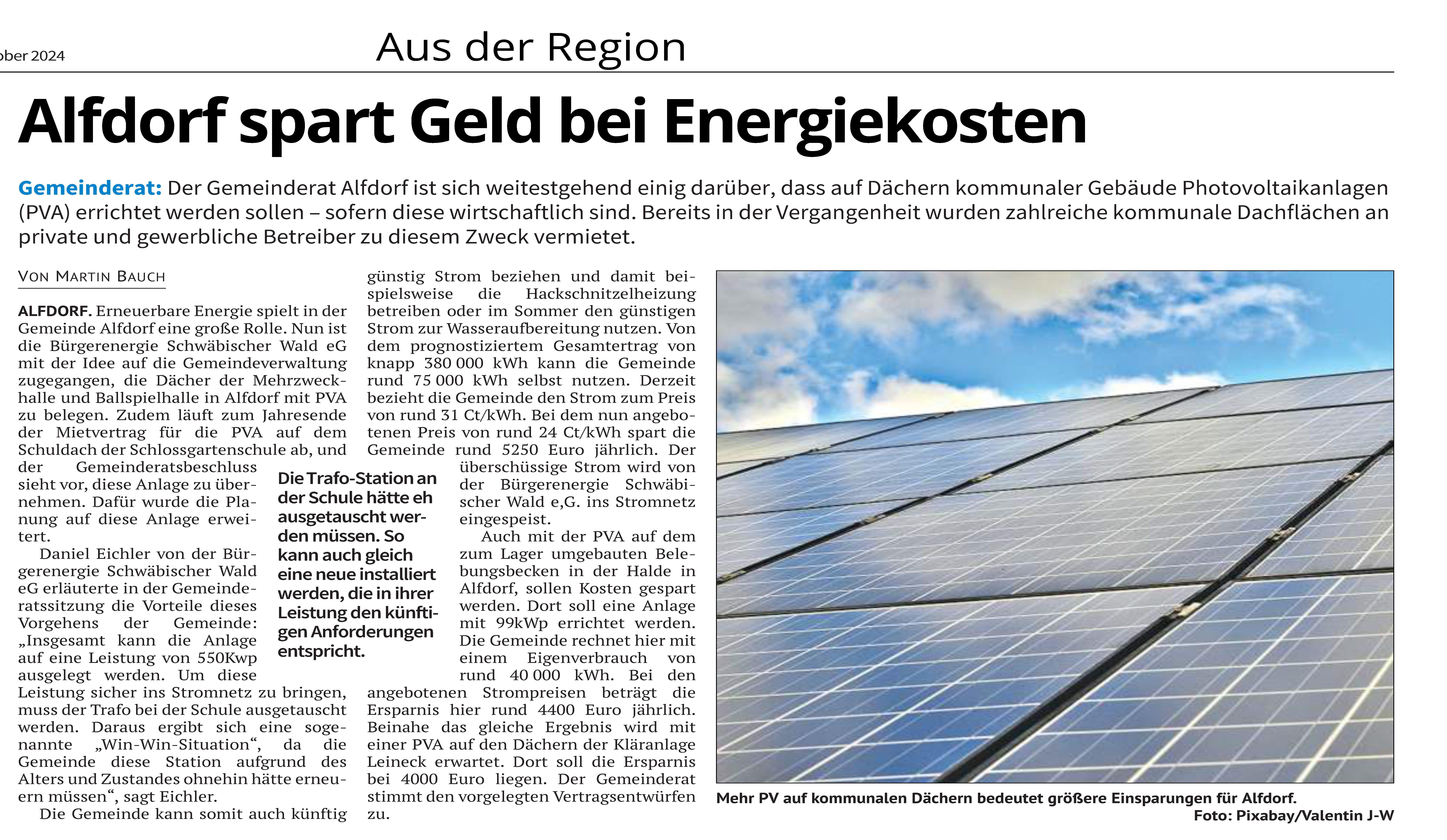 17.10.2024 - Alfdorf spart Geld bei Energiekosten