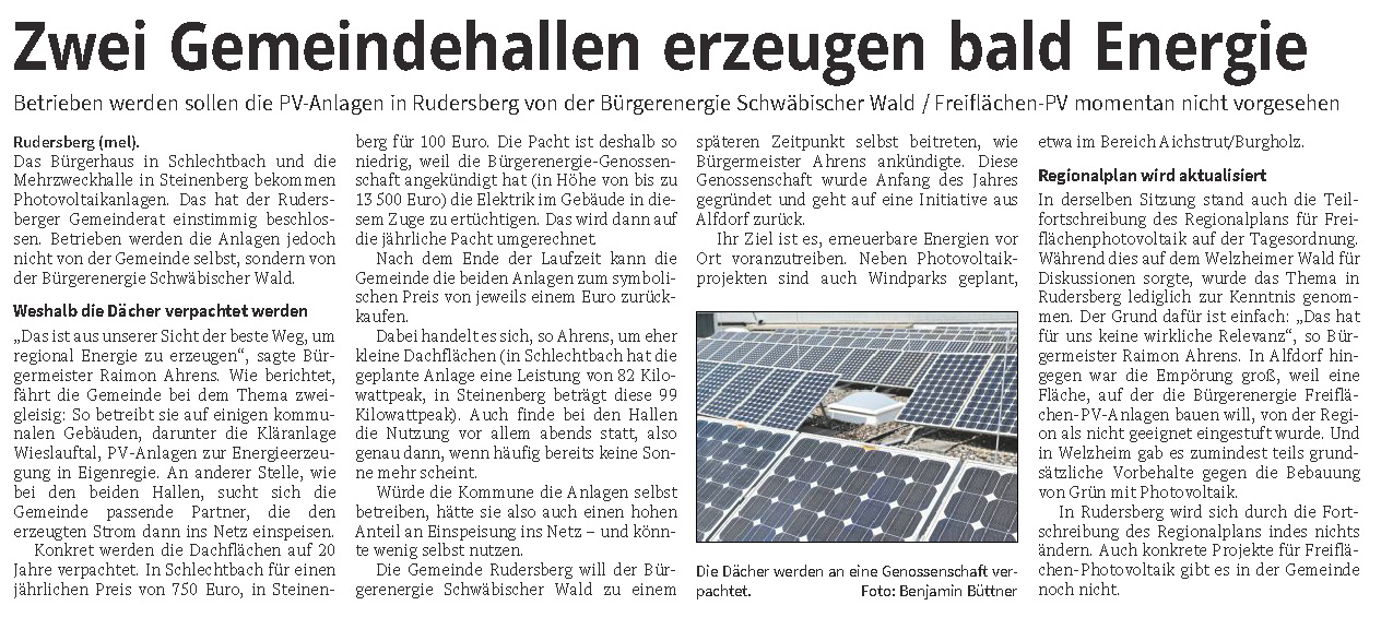 31.10.2024 - Zwei Gemeindehallen erzeugen bald Energie